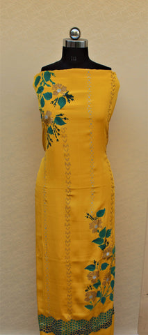 Yellow Full Suit With Tabbi Silk Tie Dye Dupatta