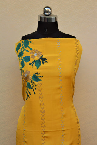 Yellow Full Suit With Tabbi Silk Tie Dye Dupatta