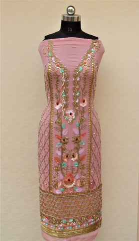 Dusty Rose Full Suit With Same Colour/ Firoji Dupatta