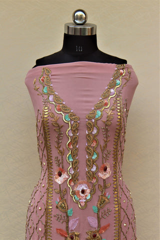 Dusty Rose Full Suit With Same Colour/ Firoji Dupatta