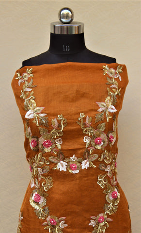 Dark Mustard Full Suit With Pink/Same Colour Dupatta