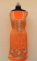 Orange Full Suit With Same Colour/Baby Pink Dupatta