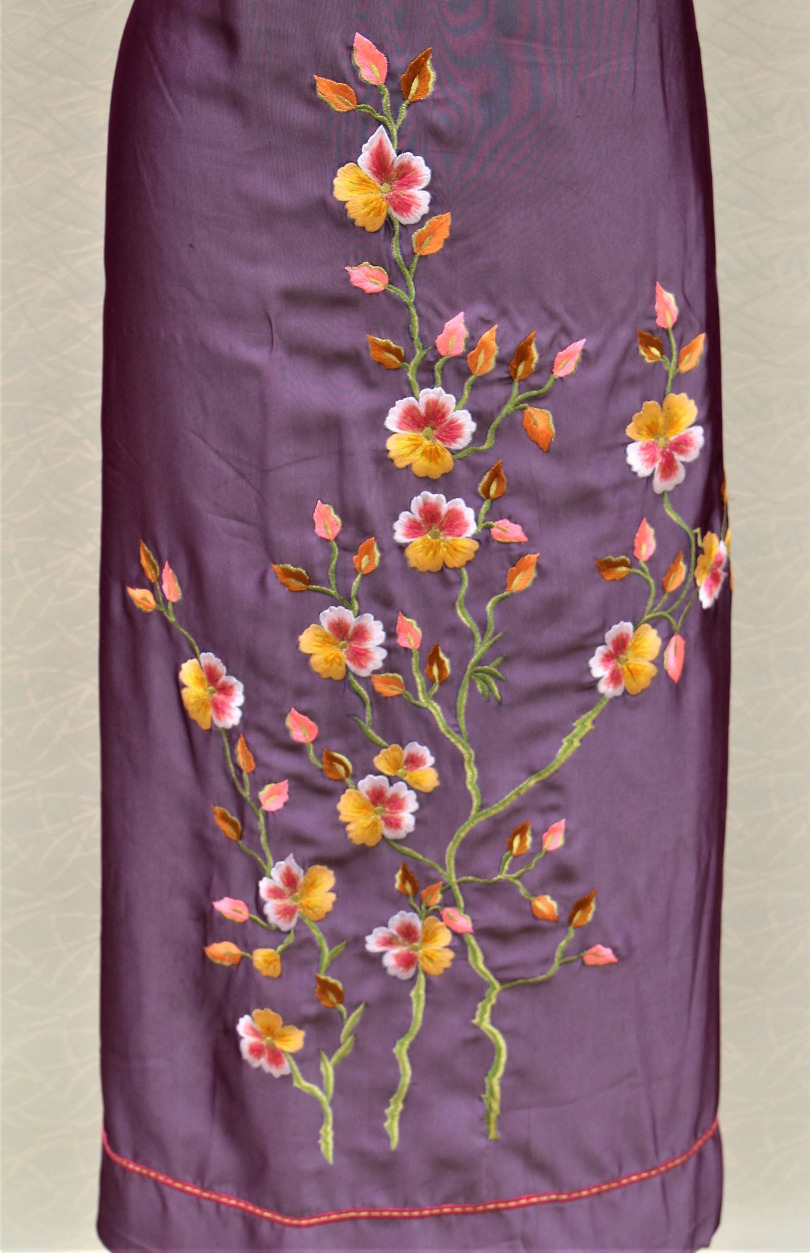 Purplish Greay Full Suit With Organza Tie Dye Dupatta