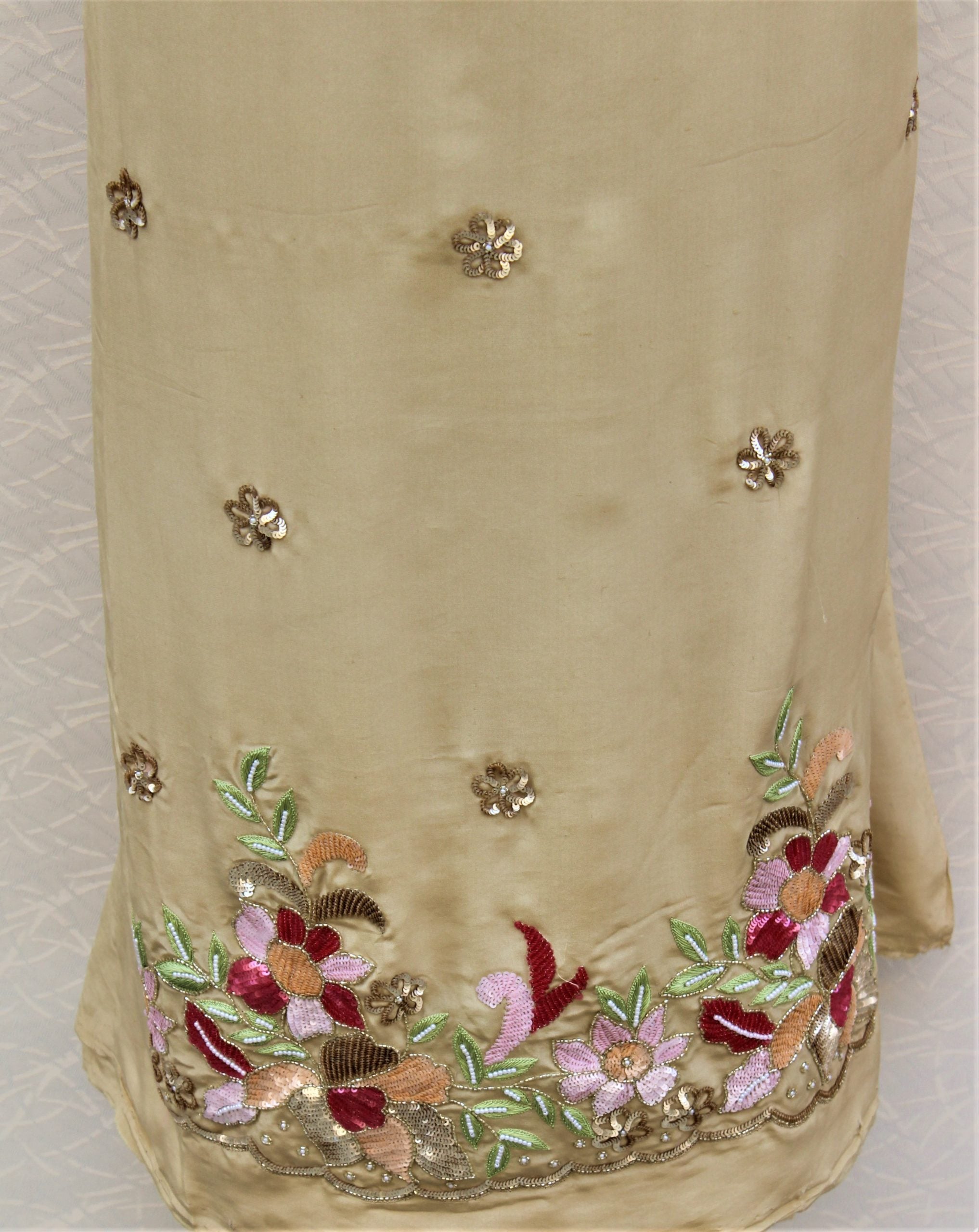 Beige Full Suit With Same Colour Organza Dupatta