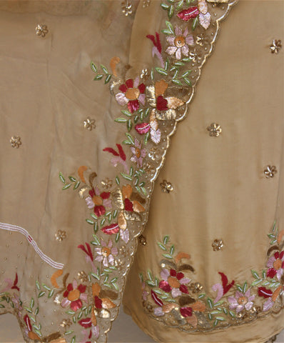 Beige Full Suit With Same Colour Organza Dupatta
