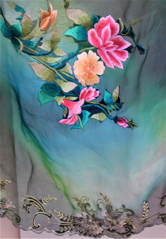 Peacock Tie and Dye Organza Dupatta