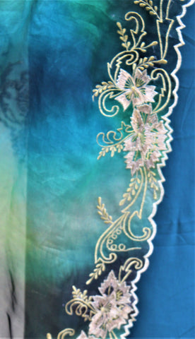 Peacock Tie and Dye Organza Dupatta