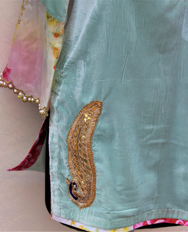 Sea Green Velvet Kurti