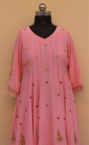 Pink Full Dress With Three Dupattas