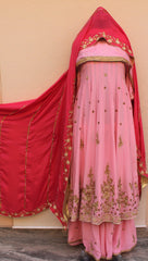 Pink Full Dress With Three Dupattas