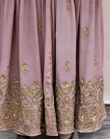 Mouse Colour Garara Suit With Green Chinon Chiffon Dupatta