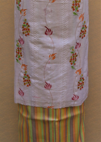 White Suit With Tabbi Silk Tie Dye Dupatta