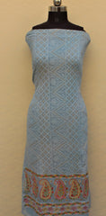 Blueish Gray Full Suit With Tabbi Silk Tie Dye Dupatta