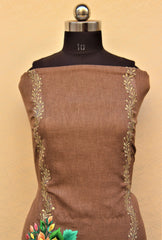 Brown Full Suit With Self Tabbi Silk Tie Dye Dupatta