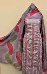 Greay Full Suit With Cotton Tie Dye Dupatta