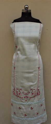 Cream Full Suit With Pure Chiffon Tie Dye Dupatta