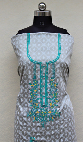 Greay Full Suit With Pure Chiffon Tie Dye Dupatta