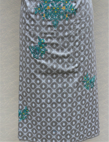 Greay Full Suit With Pure Chiffon Tie Dye Dupatta