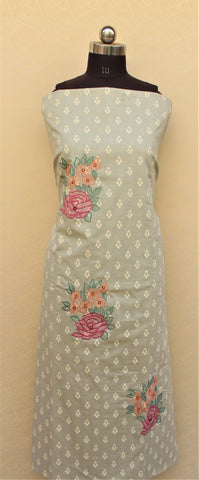 Greay Full Suit With Peach Dupatta