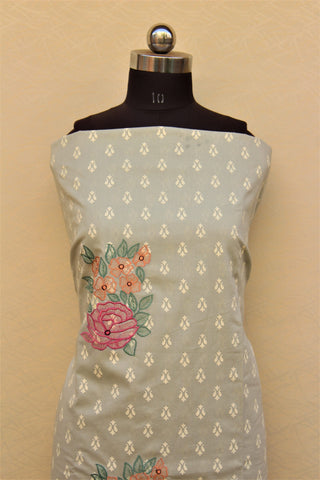 Greay Full Suit With Peach Dupatta