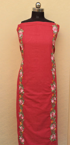 Redish Gajari Full Suit With White Dupatta