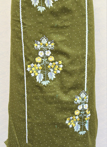 Mehndi Green Full Suit With White Dupatta