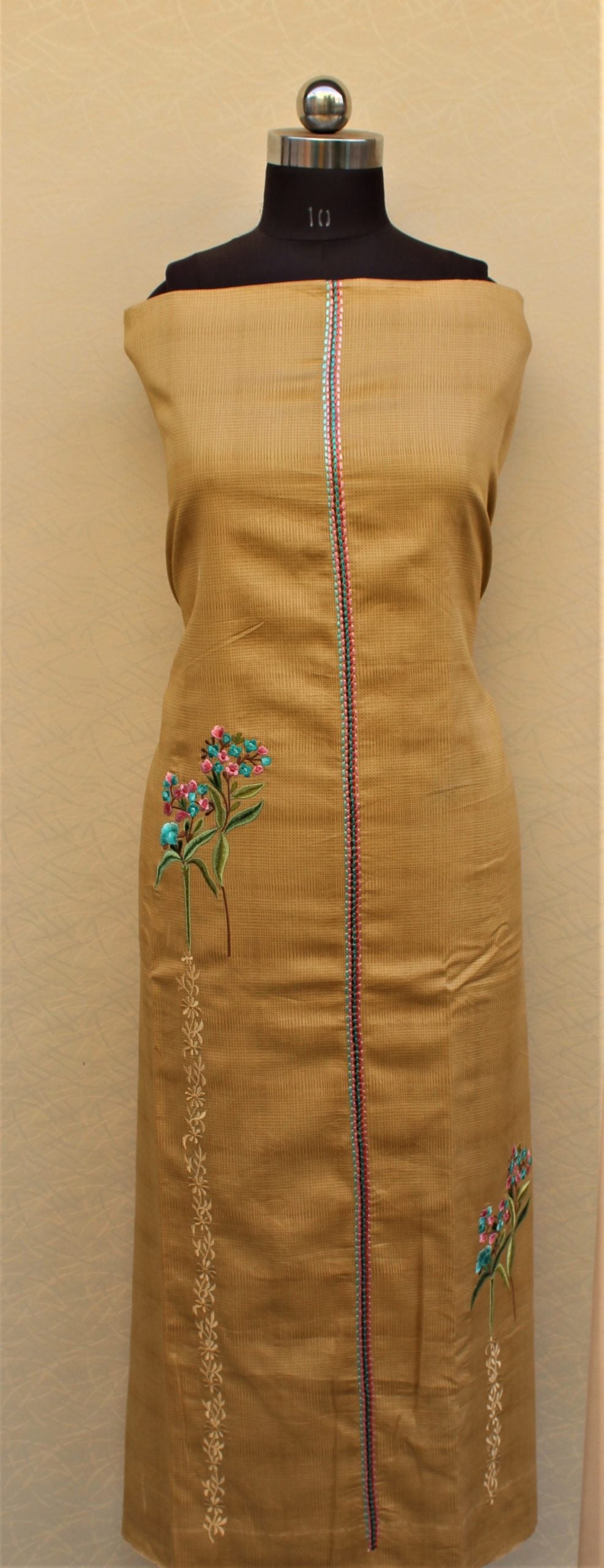 Beige Full Suit With Chanderi Kota Dupatta