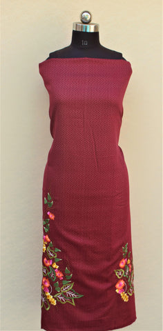 Maroon Full Suit With Chanderi Kota Tie Dye Dupatta