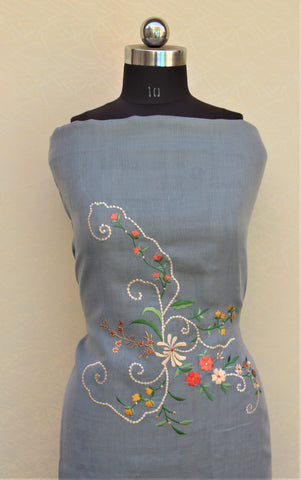 Greay Full Suit With Chanderi Kota Tie Dye Dupatta