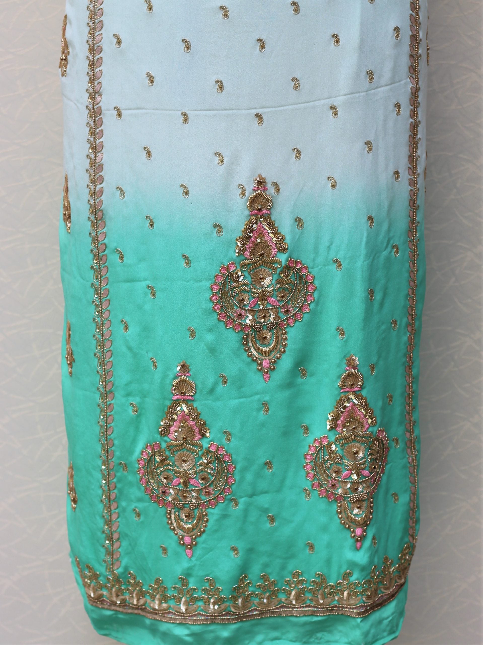 Double Dye Full Suit With Green Dupatta