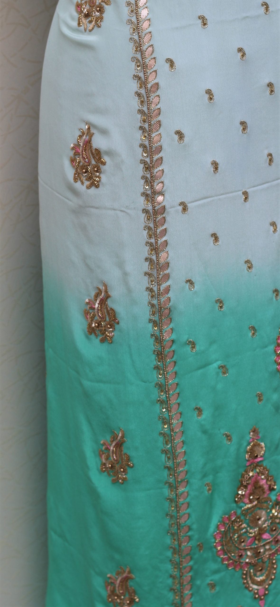 Double Dye Full Suit With Green Dupatta