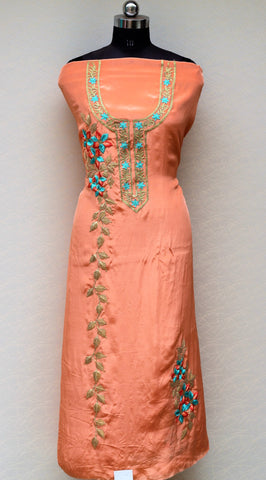 Peach Full Suit With Chinon Chiffon Tie Dye Dupatta