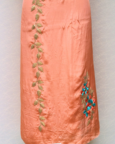 Peach Full Suit With Chinon Chiffon Tie Dye Dupatta