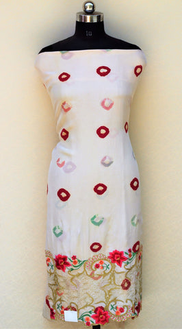 Cream Tie and Dye Full Suit With Tabbi Silk Tie Dye Dupatta