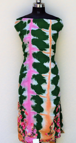 Green Tie and Dye Full Suit With Tie and Dye Dupatta