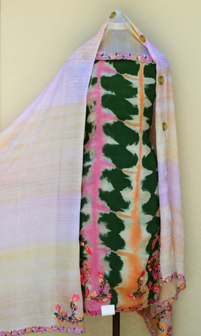 Green Tie and Dye Full Suit With Tie and Dye Dupatta