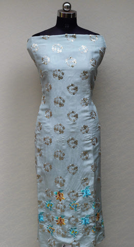 Greay Full Suit With Tabbi Silk Tie Dye Dupatta
