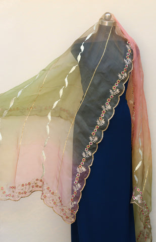 Tie and Dye Organza Hand Work Dupatta