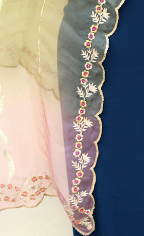 Tie and Dye Organza Hand Work Dupatta