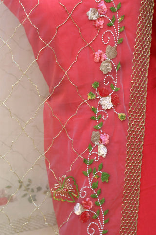 Greay Net Hand Work Dupatta