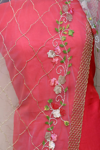Greay Net Hand Work Dupatta