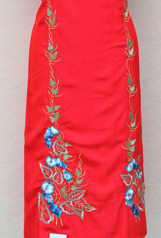 Red Full Suit With Chinon Chiffon Tie Dye Dupatta