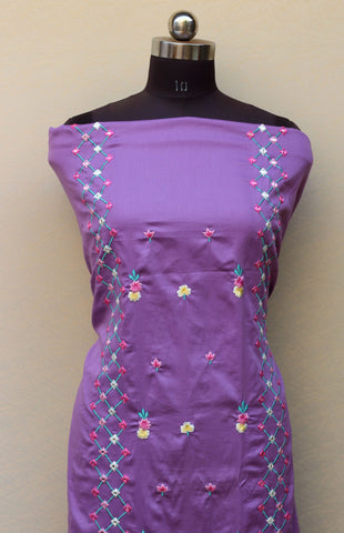 Purple Full Suit With Chanderi Kota Tie Dye Dupatta