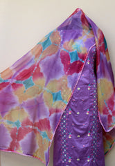 Purple Full Suit With Chanderi Kota Tie Dye Dupatta