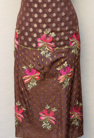 Brown Full Suit With Tabbi Silk Tie Dye Dupatta