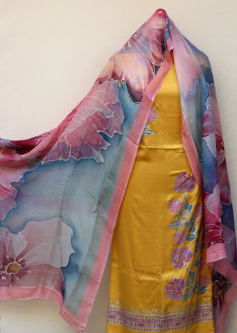 Mustard Full Suit With Tabbi Silk Printed Dupatta