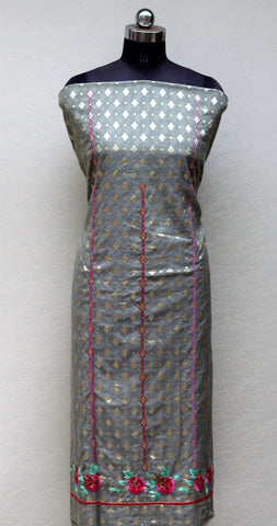 Greay Full Suit With Tabbi Silk Tie Dye Dupatta