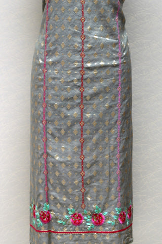 Greay Full Suit With Tabbi Silk Tie Dye Dupatta