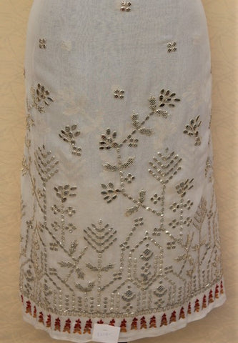 White Full Suit With Orange Tie Dye Dupatta