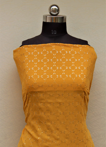Mustard Yellow Full Suit With Tabbi Silk Tie Dye Dupatta